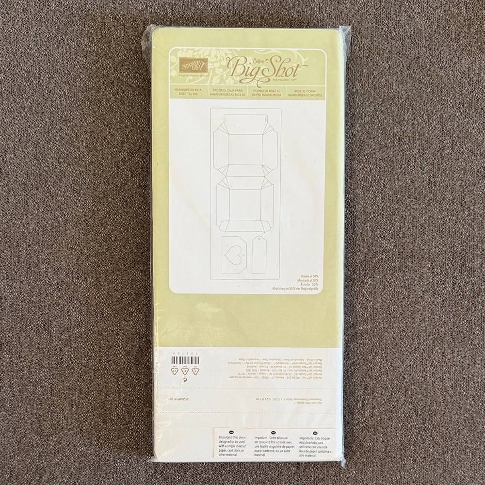 Stampin' Up! Bigz XL Hamburger Box Die By Sizzix Retired Rare NWT